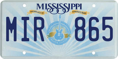 MS license plate MIR865