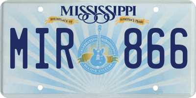 MS license plate MIR866