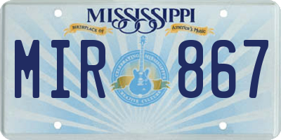 MS license plate MIR867
