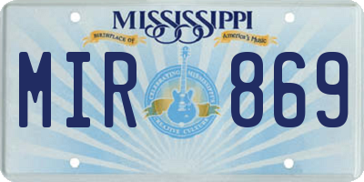 MS license plate MIR869
