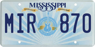 MS license plate MIR870