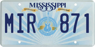 MS license plate MIR871