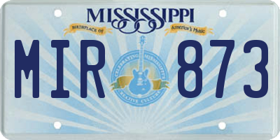 MS license plate MIR873