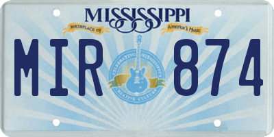 MS license plate MIR874