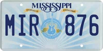 MS license plate MIR876