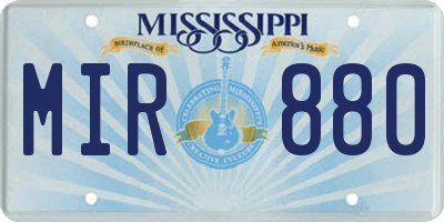 MS license plate MIR880