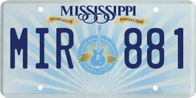 MS license plate MIR881
