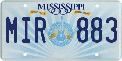 MS license plate MIR883