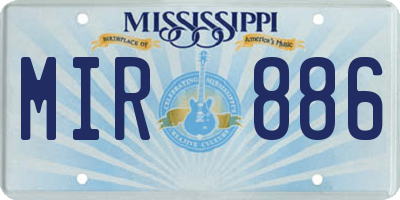 MS license plate MIR886