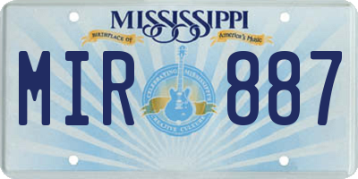 MS license plate MIR887
