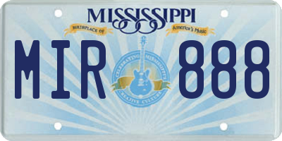 MS license plate MIR888