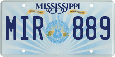 MS license plate MIR889