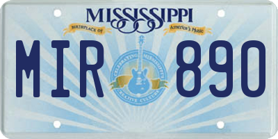 MS license plate MIR890