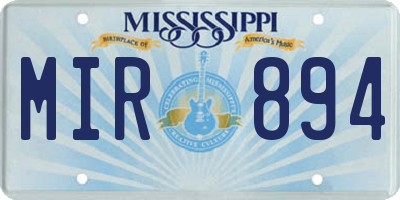 MS license plate MIR894
