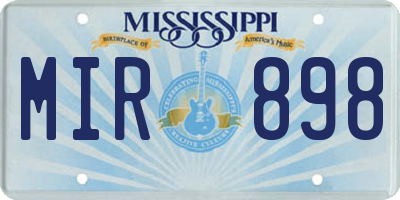 MS license plate MIR898