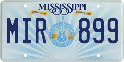 MS license plate MIR899
