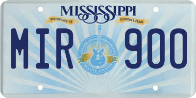 MS license plate MIR900
