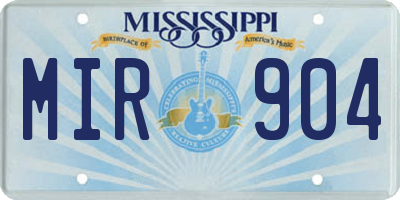 MS license plate MIR904