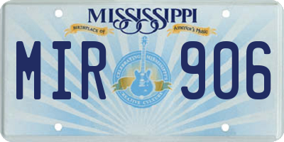 MS license plate MIR906