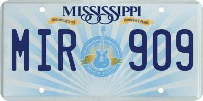 MS license plate MIR909