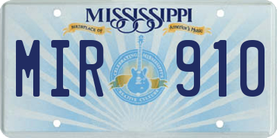 MS license plate MIR910