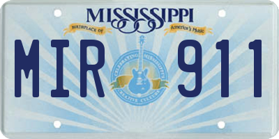MS license plate MIR911