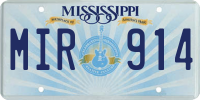 MS license plate MIR914