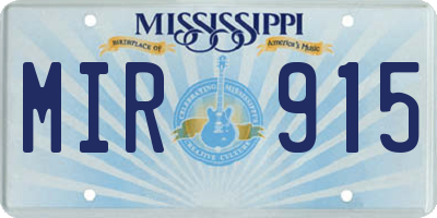 MS license plate MIR915