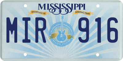 MS license plate MIR916