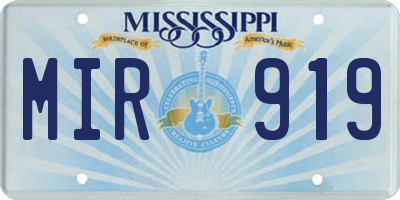 MS license plate MIR919