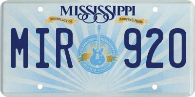 MS license plate MIR920
