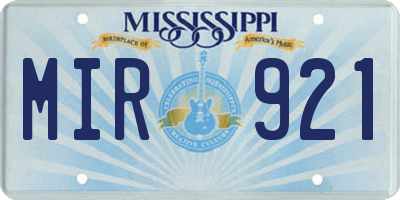 MS license plate MIR921