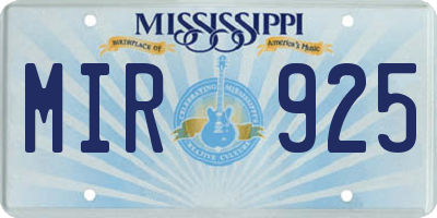 MS license plate MIR925