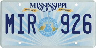 MS license plate MIR926