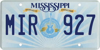 MS license plate MIR927