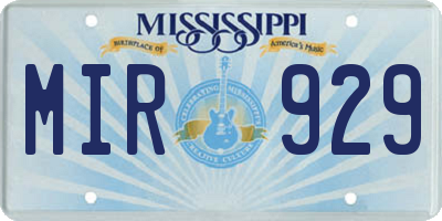 MS license plate MIR929