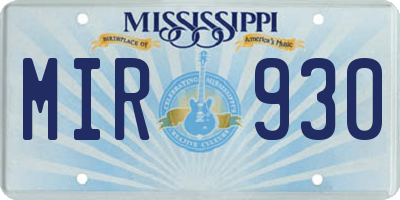 MS license plate MIR930