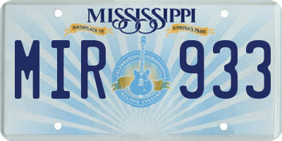 MS license plate MIR933