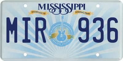 MS license plate MIR936