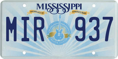MS license plate MIR937