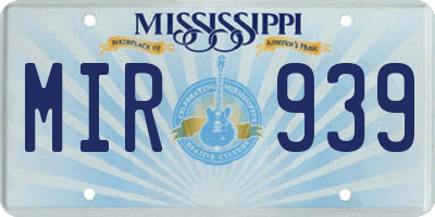 MS license plate MIR939