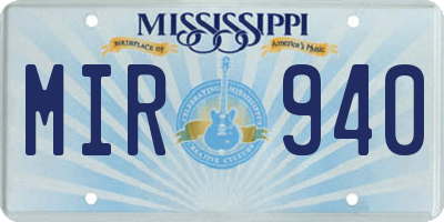 MS license plate MIR940