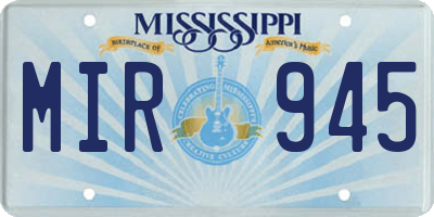 MS license plate MIR945