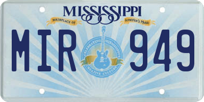 MS license plate MIR949