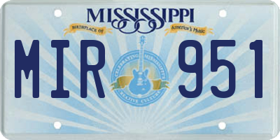 MS license plate MIR951