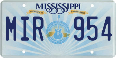 MS license plate MIR954