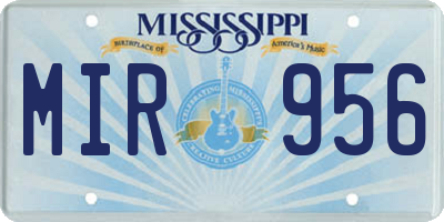 MS license plate MIR956