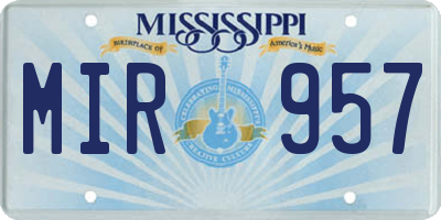 MS license plate MIR957
