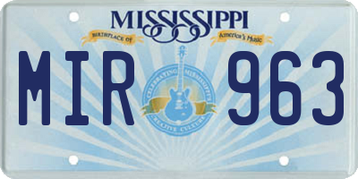 MS license plate MIR963