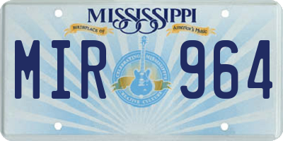 MS license plate MIR964